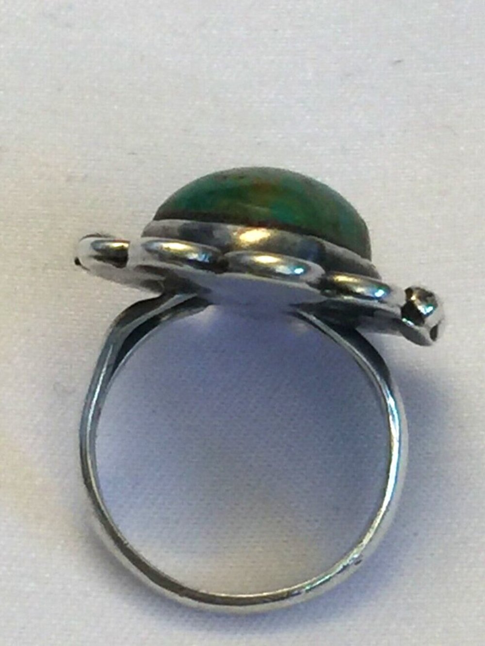 VINTAGE NAVAJO HANDMADE STERLING SILVER TURQUOISE NATIVE AMERICAN RING SIZE 5.5 - Picture 9 of 16